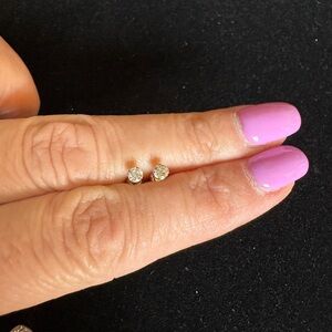 Elegant 14 Karat Gold Cubic Zirconia Stud Earrings